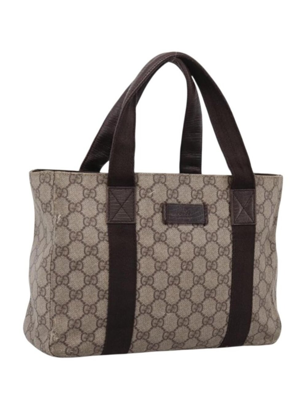 GUCCI GG Supreme Tote Bag PVC Beige Silver 141976